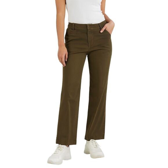 90s Vintage Talbots Straight Leg Pants Curvy Brown Green Trousers Size 6 30" - Picture 1 of 5
